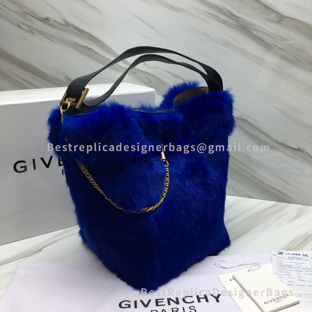 Givenchy Mini GV Bucket Bag In Blue Rex Rabbit Hair GHW 29911